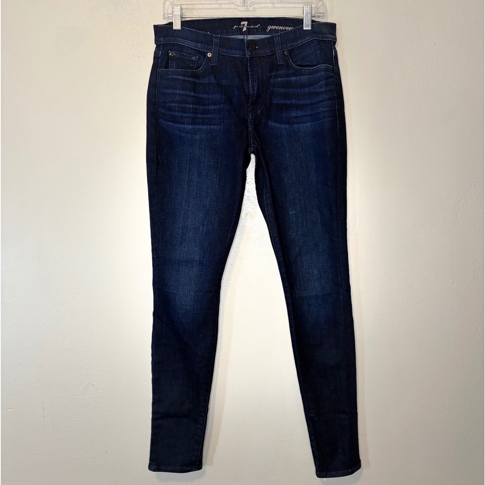 7 For All Mankind Gwenevere Skinny Jeans Dark Indigo Blue Denim 30
